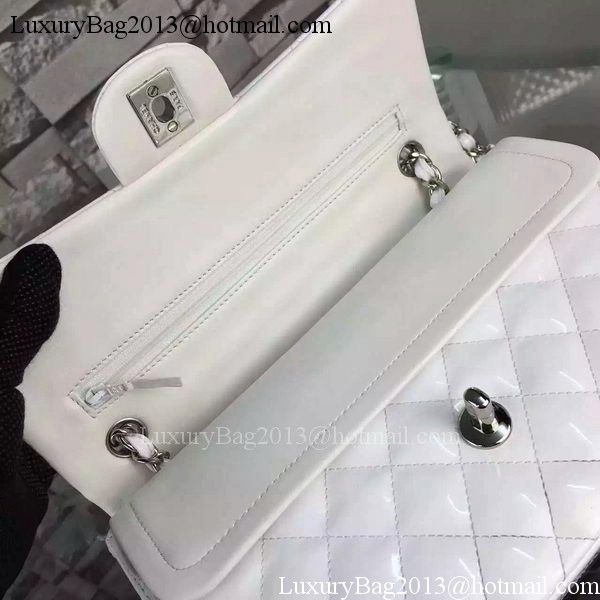 Chanel 2.55 Series Double Flap Bag White Original Patent Leather CF7024 Silver Chanel 2.55 Series Double Flap Bag White Original Patent Leather CF7024 Silver
