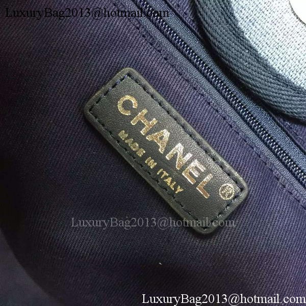 Chanel Large Canvas Tote Shopping Bag A1679 Blue Chanel Large Canvas Tote Shopping Bag A1679 Blue