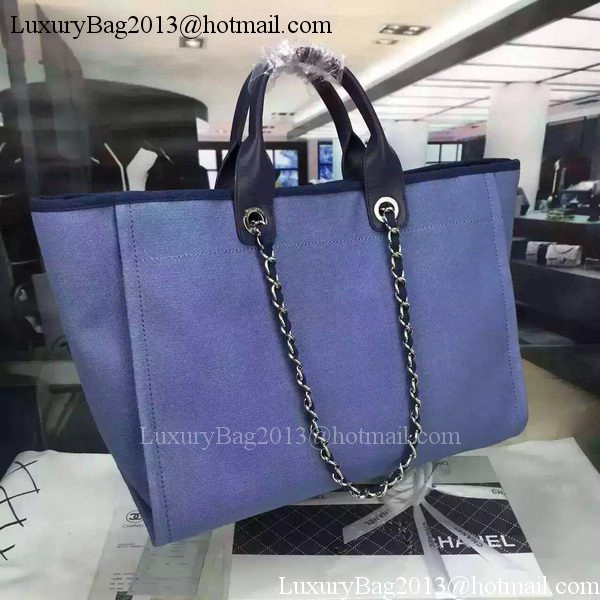 Chanel Large Canvas Tote Shopping Bag A1679 Blue Chanel Large Canvas Tote Shopping Bag A1679 Blue