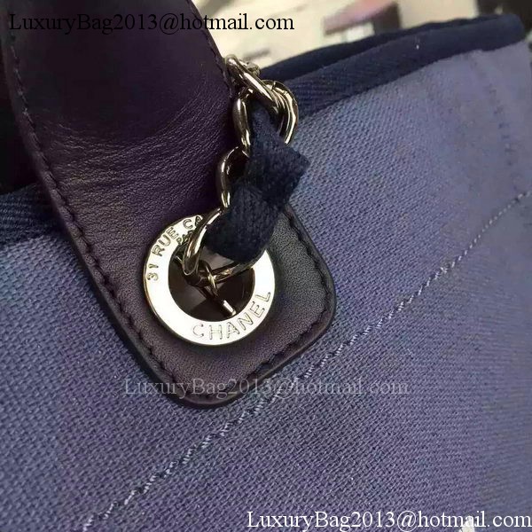 Chanel Large Canvas Tote Shopping Bag A1679 Blue Chanel Large Canvas Tote Shopping Bag A1679 Blue