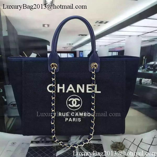 Chanel Large Canvas Tote Shopping Bag A1679 Royal Chanel Large Canvas Tote Shopping Bag A1679 Royal