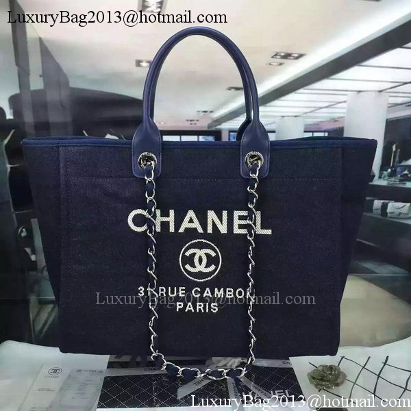 Chanel Large Canvas Tote Shopping Bag A1679 Royal Chanel Large Canvas Tote Shopping Bag A1679 Royal