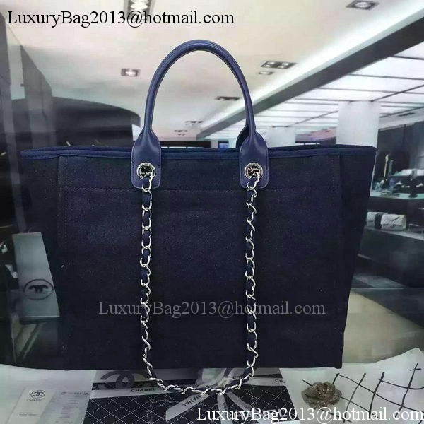 Chanel Large Canvas Tote Shopping Bag A1679 Royal Chanel Large Canvas Tote Shopping Bag A1679 Royal