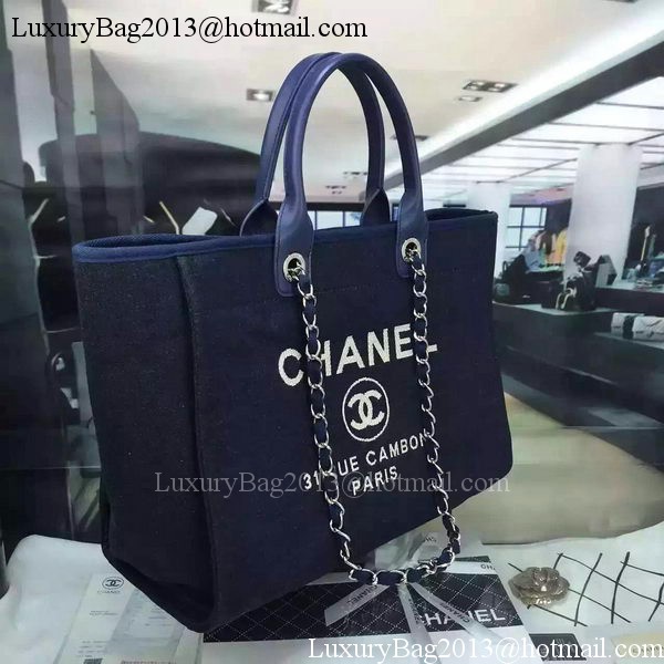 Chanel Large Canvas Tote Shopping Bag A1679 Royal Chanel Large Canvas Tote Shopping Bag A1679 Royal