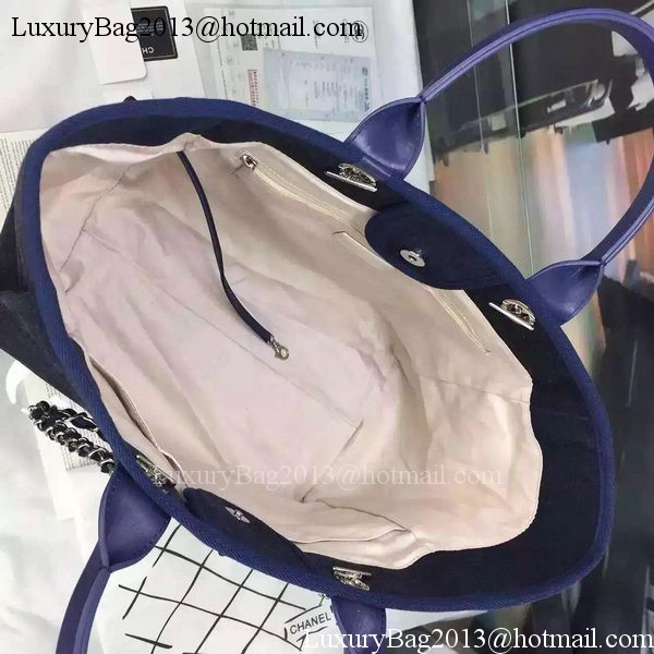 Chanel Large Canvas Tote Shopping Bag A1679 Royal Chanel Large Canvas Tote Shopping Bag A1679 Royal