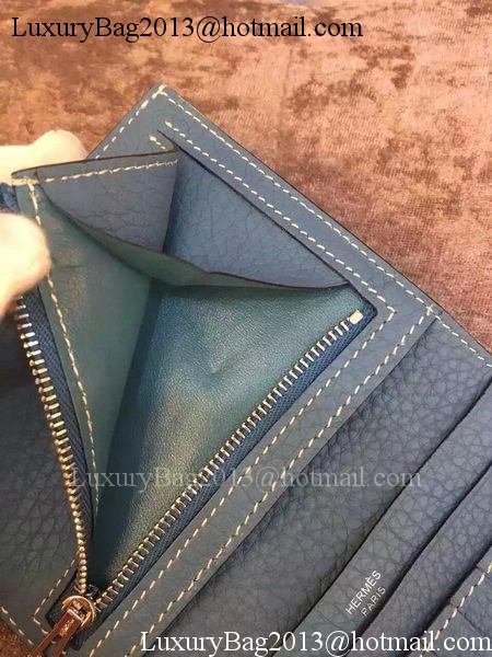 Hermes Bi-Fold Wallet Togo Leather H512 Blue Hermes Bi-Fold Wallet Togo Leather H512 Blue
