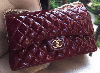 Chanel Classic Flap Bag Burgundy Original Patent Leather A1113 Gold Chanel Classic Flap Bag Burgundy Original Patent Leather A1113 Gold
