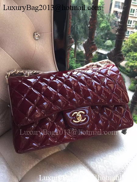 Chanel Classic Flap Bag Burgundy Original Patent Leather A1113 Gold