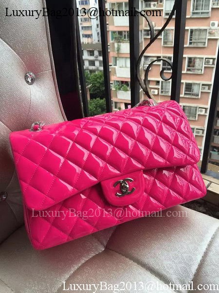 Chanel Classic Flap Bag Rose Original Patent Leather A1113 Silver Chanel Classic Flap Bag Rose Original Patent Leather A1113 Silver