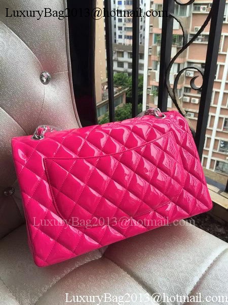 Chanel Classic Flap Bag Rose Original Patent Leather A1113 Silver Chanel Classic Flap Bag Rose Original Patent Leather A1113 Silver