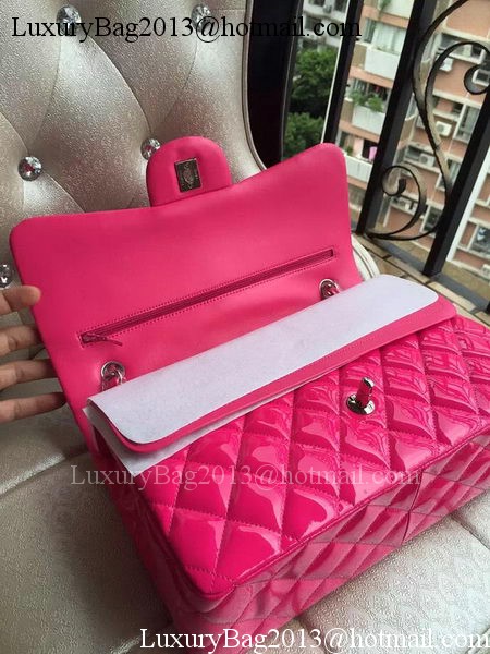 Chanel Classic Flap Bag Rose Original Patent Leather A1113 Silver Chanel Classic Flap Bag Rose Original Patent Leather A1113 Silver