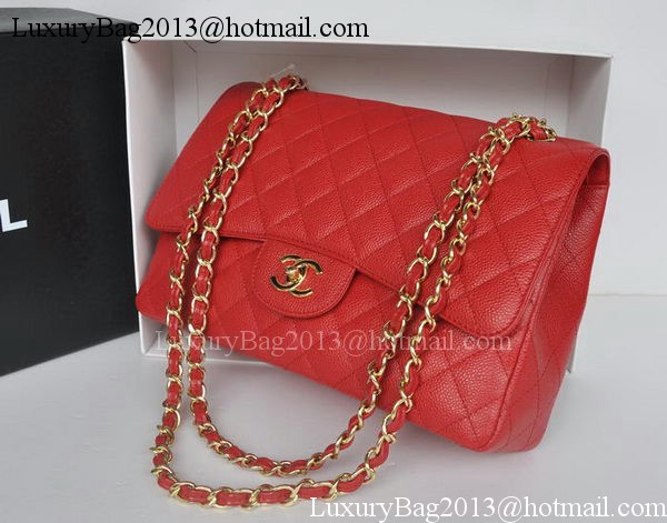 Chanel Jumbo Double Flaps Bag Red Cannage Pattern A36097 Gold Chanel Jumbo Double Flaps Bag Red Cannage Pattern A36097 Gold