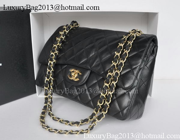 Chanel Jumbo Double Flaps Bags Black Sheepskin Leather A36097 Gold Chanel Jumbo Double Flaps Bags Black Sheepskin Leather A36097 Gold