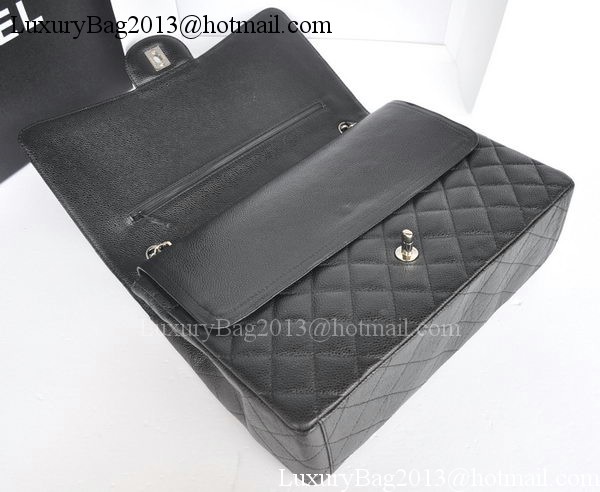 Chanel Maxi Classic Bag A36098 Black Cannage Pattern Silver Chanel Maxi Classic Bag A36098 Black Cannage Pattern Silver