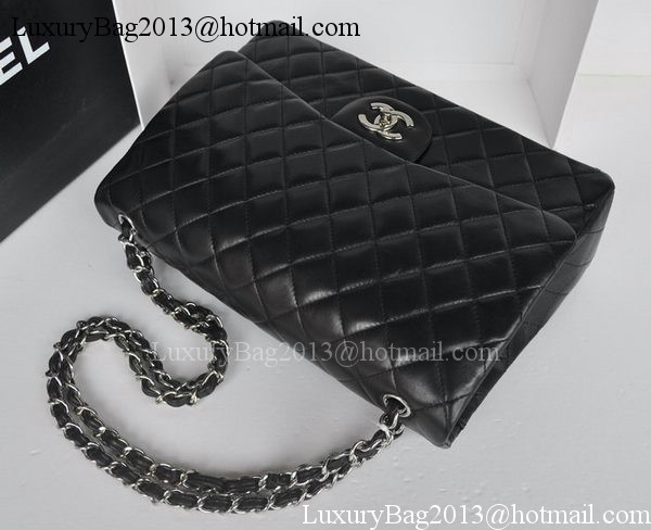 Chanel Maxi Classic Bag A36098 Black Sheepskin Silver Chanel Maxi Classic Bag A36098 Black Sheepskin Silver