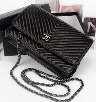 Chanel V mini Flap Bag Chevron Leather A33814V Black Chanel V mini Flap Bag Chevron Leather A33814V Black