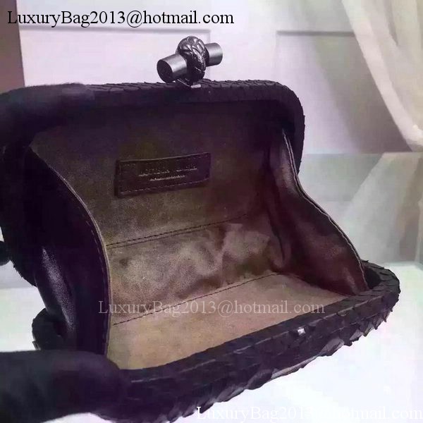 Bottega Veneta Snake Leather Knot Clutch BV8653 Black Bottega Veneta Snake Leather Knot Clutch BV8653 Black