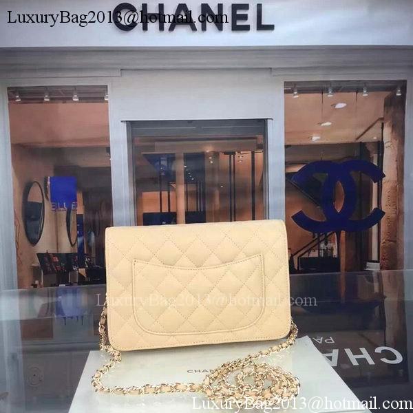 Chanel WOC mini Flap Bag Apricot Sheepskin A5373 Gold
