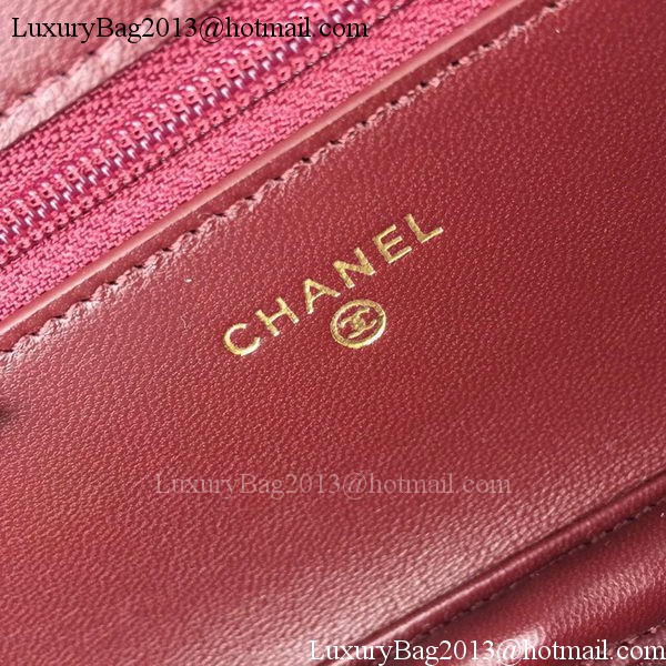 Chanel WOC mini Flap Bag Burgundy Sheepskin A5373 Gold