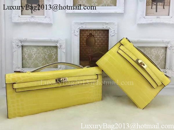 Hermes MINI Kelly 22cm Tote Bag Croco Leather KL22 Lemon Hermes MINI Kelly 22cm Tote Bag Croco Leather KL22 Lemon