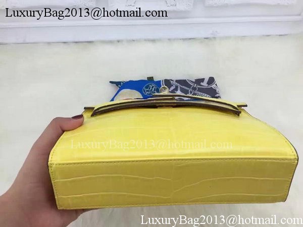 Hermes MINI Kelly 22cm Tote Bag Croco Leather KL22 Lemon Hermes MINI Kelly 22cm Tote Bag Croco Leather KL22 Lemon