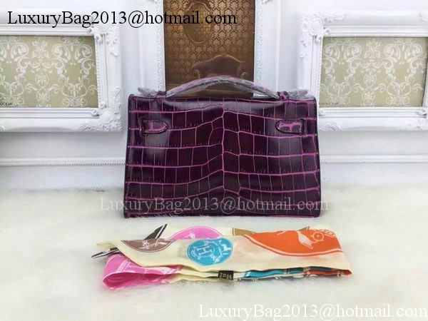 Hermes MINI Kelly 22cm Tote Bag Croco Leather KL22 Purple Hermes MINI Kelly 22cm Tote Bag Croco Leather KL22 Purple