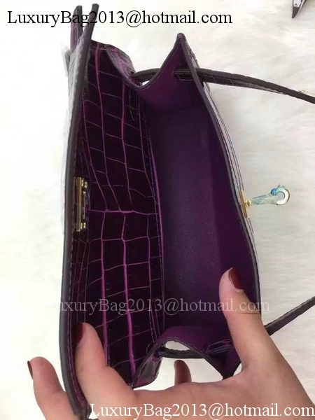 Hermes MINI Kelly 22cm Tote Bag Croco Leather KL22 Purple Hermes MINI Kelly 22cm Tote Bag Croco Leather KL22 Purple