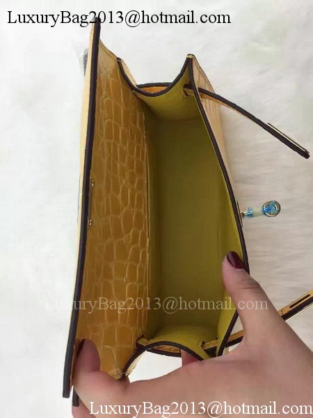 Hermes MINI Kelly 22cm Tote Bag Croco Leather KL22 Yellow Hermes MINI Kelly 22cm Tote Bag Croco Leather KL22 Yellow