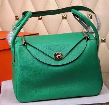 Hermes Lindy 30CM Leather Shoulder Bag H0881 Green