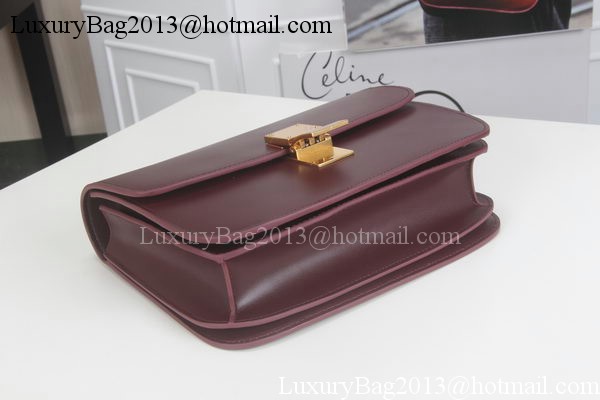 Celine Classic Box Flap Bag Calfskin Leather C3369 Burgundy Celine Classic Box Flap Bag Calfskin Leather C3369 Burgundy