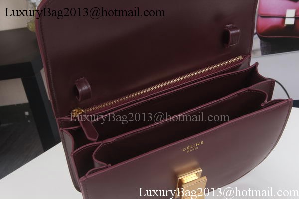 Celine Classic Box Flap Bag Calfskin Leather C3369 Burgundy Celine Classic Box Flap Bag Calfskin Leather C3369 Burgundy