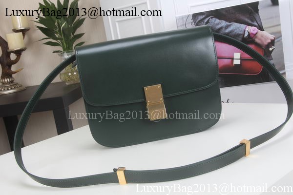 Celine Classic Box Flap Bag Calfskin Leather C3369 Green Celine Classic Box Flap Bag Calfskin Leather C3369 Green