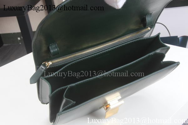 Celine Classic Box Flap Bag Calfskin Leather C3369 Green Celine Classic Box Flap Bag Calfskin Leather C3369 Green