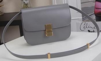 Celine Classic Box Flap Bag Calfskin Leather C3369 Grey
