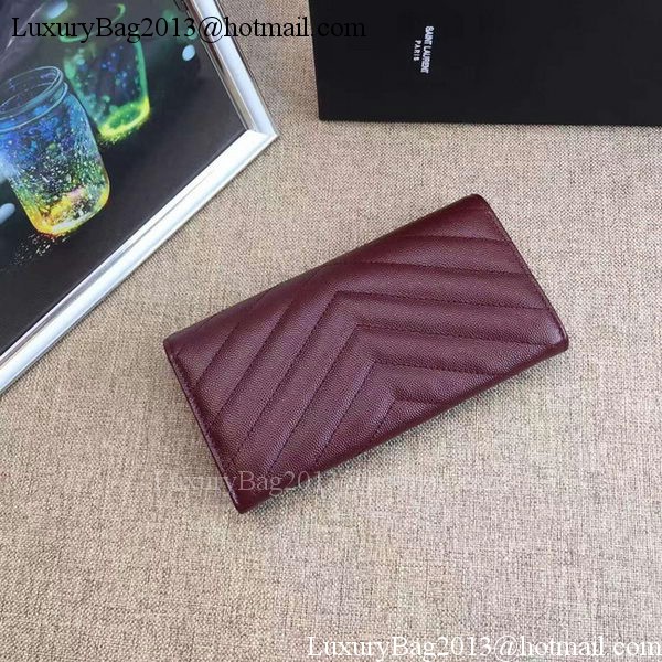 Yves Saint Laurent Monogramme Calfskin Leather Flap Wallet Y38202 Wine Yves Saint Laurent Monogramme Calfskin Leather Flap Wallet Y38202 Wine