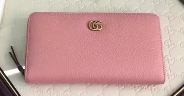 Gucci Leather Zip Around Wallet 456117 Pink