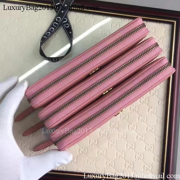 Gucci Leather Zip Around Wallet 456117 Pink Gucci Leather Zip Around Wallet 456117 Pink