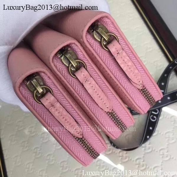 Gucci Leather Zip Around Wallet 456117 Pink Gucci Leather Zip Around Wallet 456117 Pink