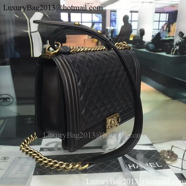 Boy Chanel Flap Bag Black Original Sheepskin Leather A67088 Gold Boy Chanel Flap Bag Black Original Sheepskin Leather A67088 Gold