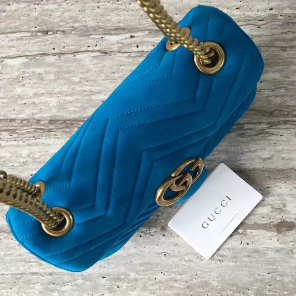 Gucci GG Marmont Suede Leather Medium Shoulder Bag 443497 Blue Gucci GG Marmont Suede Leather Medium Shoulder Bag 443497 Blue