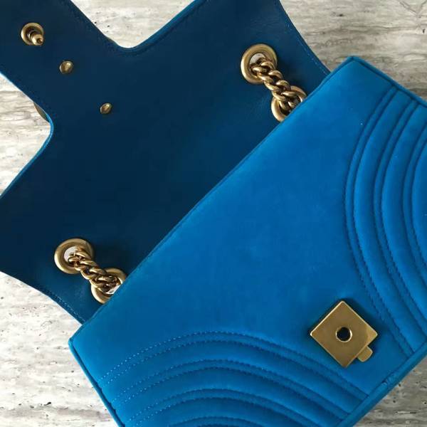 Gucci GG Marmont Suede Leather Medium Shoulder Bag 443497 Blue Gucci GG Marmont Suede Leather Medium Shoulder Bag 443497 Blue