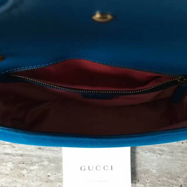 Gucci GG Marmont Suede Leather Medium Shoulder Bag 443497 Blue Gucci GG Marmont Suede Leather Medium Shoulder Bag 443497 Blue