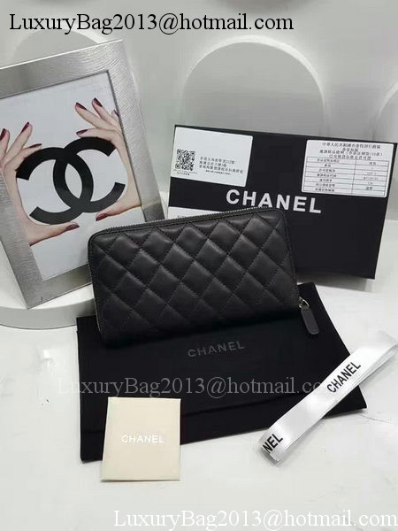 Chanel Original Sheepskin Leather Zippy Wallet A32256 Black