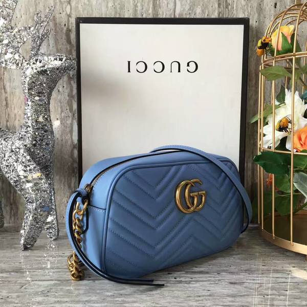 Gucci GG Marmont Matelasse Shoulder Bag 447632A Blue Gucci GG Marmont Matelasse Shoulder Bag 447632A Blue
