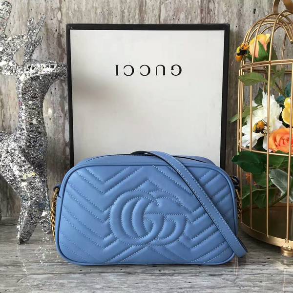 Gucci GG Marmont Matelasse Shoulder Bag 447632A Blue Gucci GG Marmont Matelasse Shoulder Bag 447632A Blue