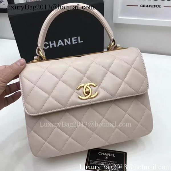 Chanel Classic Top Handle Bag Apricot Sheepskin Leather A92991 Gold Chanel Classic Top Handle Bag Apricot Sheepskin Leather A92991 Gold