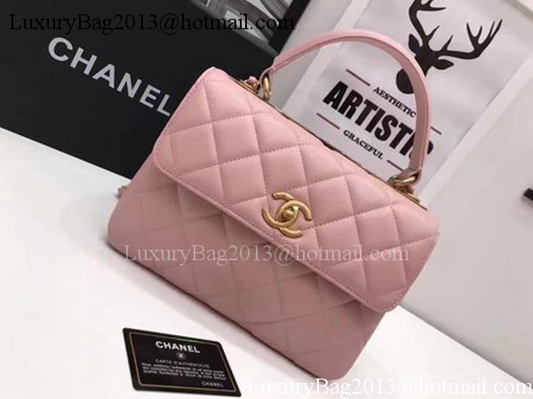 Chanel Classic Top Handle Bag Pink Sheepskin Leather A92991 Gold Chanel Classic Top Handle Bag Pink Sheepskin Leather A92991 Gold
