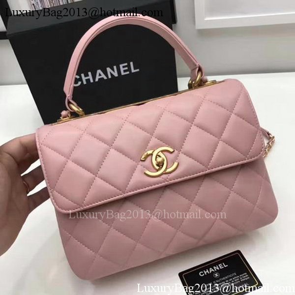 Chanel Classic Top Handle Bag Pink Sheepskin Leather A92991 Gold Chanel Classic Top Handle Bag Pink Sheepskin Leather A92991 Gold