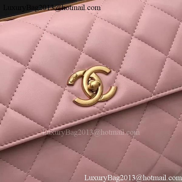 Chanel Classic Top Handle Bag Pink Sheepskin Leather A92991 Gold Chanel Classic Top Handle Bag Pink Sheepskin Leather A92991 Gold