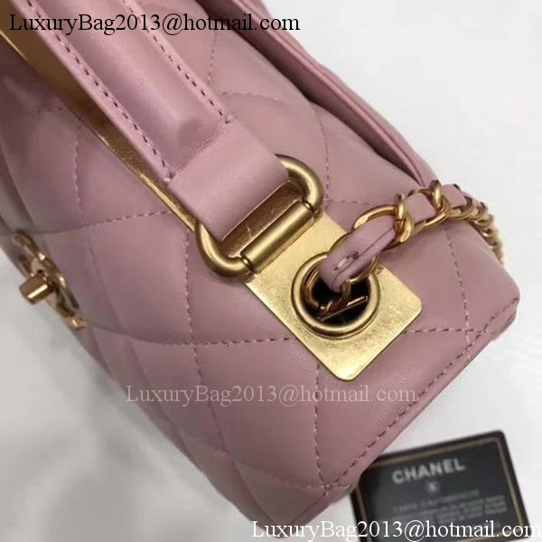 Chanel Classic Top Handle Bag Pink Sheepskin Leather A92991 Gold Chanel Classic Top Handle Bag Pink Sheepskin Leather A92991 Gold